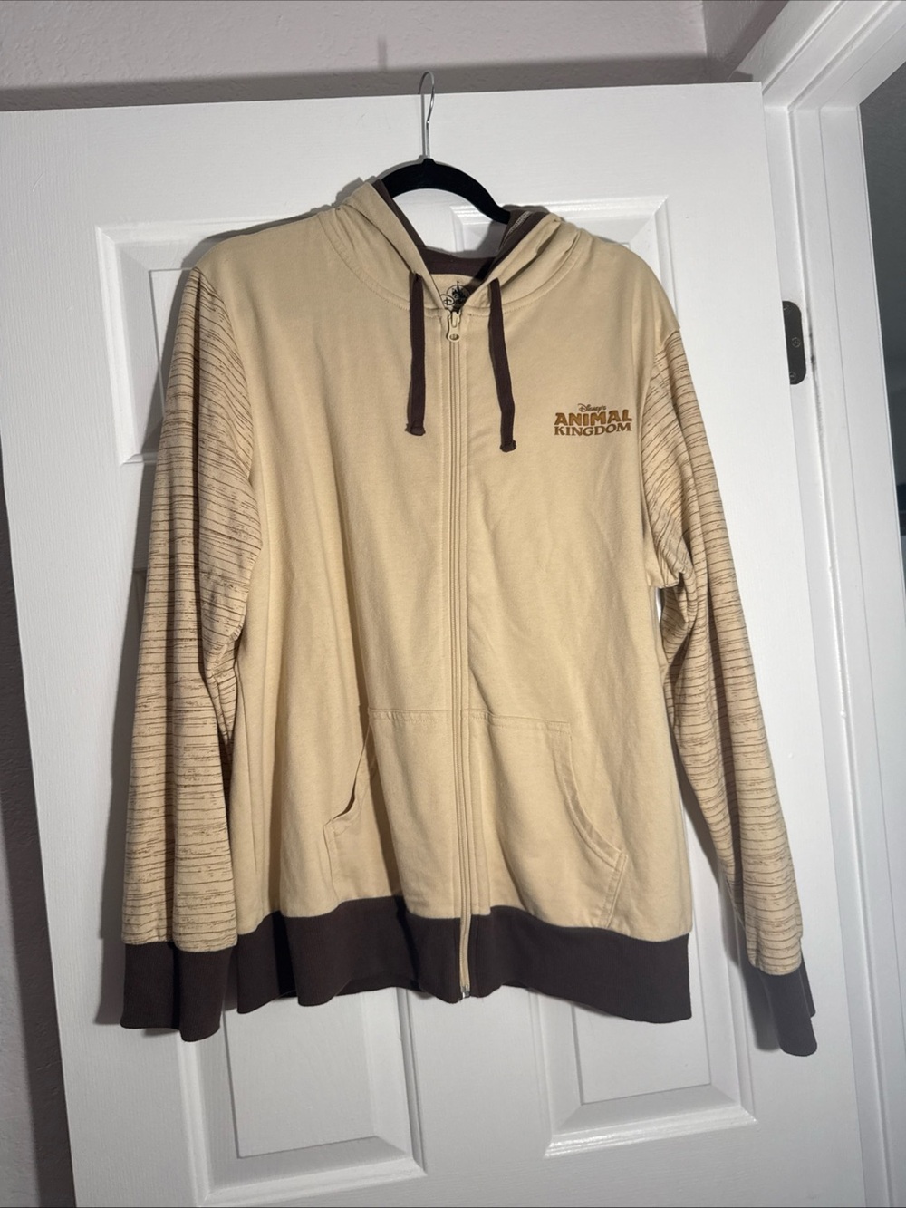 Disney Tan Hoodie with Brown Accents - Animal Kingdom Zip Front
